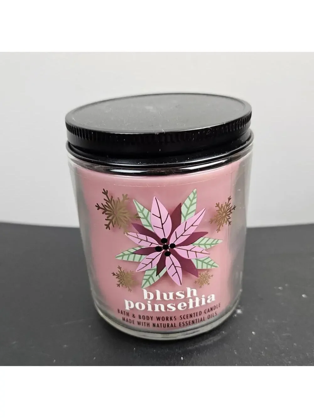 Bath and Body Works Blush Poinsettia Mason Single Wick Candle - Picture 4 of 4